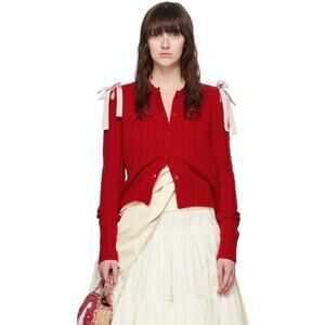 NWT Molly Goddard Red Ribbon Cardigan Size XS